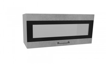 Лофт ПГСФ 800 шкаф верхний горизонтальный со стеклом и фотопечатью (Бетон светлый/корпус Серый) в Нижнем Ингаше - nizhnij-ingash.mebel54.com | фото