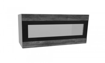Лофт ПГСФ 800 шкаф верхний горизонтальный со стеклом и фотопечатью (Дуб бурый/корпус Серый) в Нижнем Ингаше - nizhnij-ingash.mebel54.com | фото