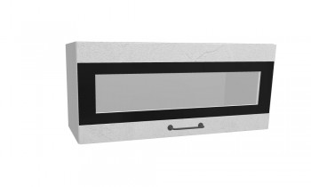Лофт ПГСФ 800 шкаф верхний горизонтальный со стеклом и фотопечатью (Штукатурка белая/корпус Серый) в Нижнем Ингаше - nizhnij-ingash.mebel54.com | фото