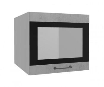 Лофт ВПГСФ 500 шкаф верхний горизонтальный со стеклом высокий с фотопечатью (Бетон светлый/корпус Серый) в Нижнем Ингаше - nizhnij-ingash.mebel54.com | фото