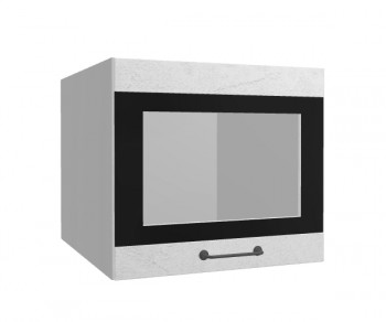 Лофт ВПГСФ 500 шкаф верхний горизонтальный со стеклом высокий с фотопечатью (Штукатурка белая/корпус Серый) в Нижнем Ингаше - nizhnij-ingash.mebel54.com | фото