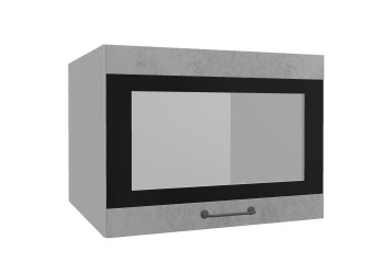 Лофт ВПГСФ 600 шкаф верхний горизонтальный со стеклом высокий с фотопечатью (Бетон светлый/корпус Серый) в Нижнем Ингаше - nizhnij-ingash.mebel54.com | фото