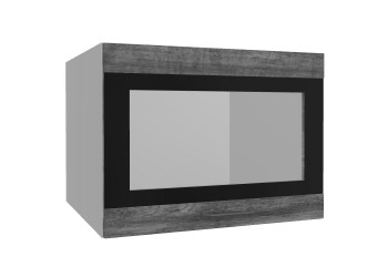 Лофт ВПГСФ 600 шкаф верхний горизонтальный со стеклом высокий с фотопечатью (Дуб бурый/корпус Серый) в Нижнем Ингаше - nizhnij-ingash.mebel54.com | фото