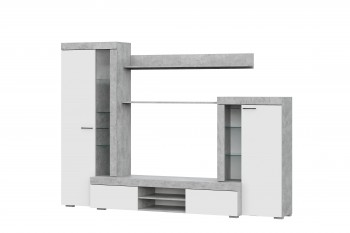 Мебель для гостиной МГС 5 Цемент светлый / Белый в Нижнем Ингаше - nizhnij-ingash.mebel54.com | фото