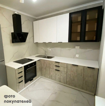 Модульная кухня Норд 1,6 м (Софт даймонд/Камень беж/Белый) в Нижнем Ингаше - nizhnij-ingash.mebel54.com | фото