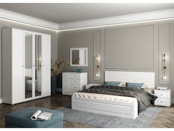 Модульная спальня Барселона (Белый/Белый глянец) в Нижнем Ингаше - nizhnij-ingash.mebel54.com | фото