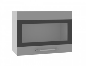 Норд ШВГС 600 Шкаф верхний горизонтальный со стеклом (Софт черный/корпус Белый) в Нижнем Ингаше - nizhnij-ingash.mebel54.com | фото