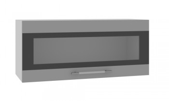 Норд ШВГС 800 Шкаф верхний горизонтальный со стеклом (Софт черный/корпус Белый) в Нижнем Ингаше - nizhnij-ingash.mebel54.com | фото