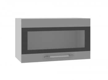Ройс ПГСФ 600 Шкаф верхний горизонтальный со стеклом с фотопечатью (Графит софт/корпус Серый) в Нижнем Ингаше - nizhnij-ingash.mebel54.com | фото
