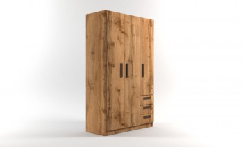 Шкаф 3-х створчатый с ящиками Шервуд (Дуб Вотан) в Нижнем Ингаше - nizhnij-ingash.mebel54.com | фото