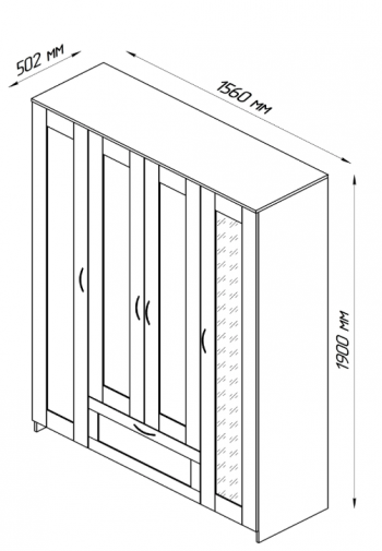 Шкаф четырехдверный Сириус с 1 зеркалом и 1 ящиком белый в Нижнем Ингаше - nizhnij-ingash.mebel54.com | фото