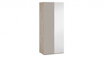 Шкаф для одежды с 1 глухой и 1 зеркальной дверями правый «Эмбер» Баттл Рок/Серый глянец в Нижнем Ингаше - nizhnij-ingash.mebel54.com | фото