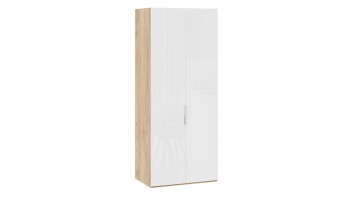 Шкаф для одежды с 2 глухими дверями «Эмбер» Яблоня Беллуно/Белый глянец в Нижнем Ингаше - nizhnij-ingash.mebel54.com | фото