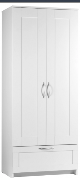 Шкаф двухдверный Сириус с 1 ящиком белый в Нижнем Ингаше - nizhnij-ingash.mebel54.com | фото