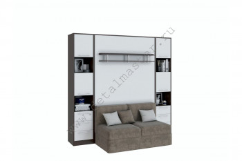Шкаф-кровать с диваном БЕЛА с полкой ножкой в Нижнем Ингаше - nizhnij-ingash.mebel54.com | фото