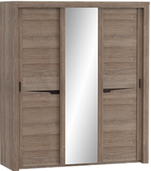 Шкаф трехдверный Соренто с раздвижными дверями Дуб стирлинг/Кофе структурный матовый в Нижнем Ингаше - nizhnij-ingash.mebel54.com | фото