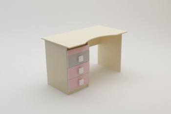 Стол (столешница с выемкой) Грэйси (Розовый/Серый/корпус Клен) в Нижнем Ингаше - nizhnij-ingash.mebel54.com | фото