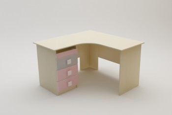 Стол угловой Грэйси (Розовый/Серый/корпус Клен) в Нижнем Ингаше - nizhnij-ingash.mebel54.com | фото