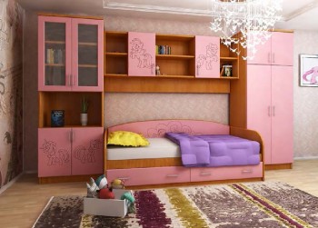Детская Веселый пони Комплект мебели (Вишня оксфорд/Розовый) в Нижнем Ингаше - nizhnij-ingash.mebel54.com | фото
